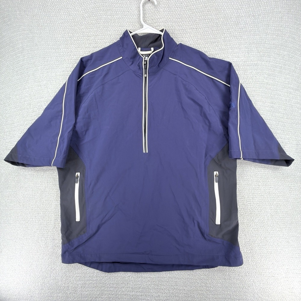 FootJoy Dryjoys Jacket Mens XL Navy Blue Tour Collection 1/2 Zip Windbreaker